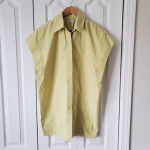 Dries Van Noten yellow green cotton tunic top